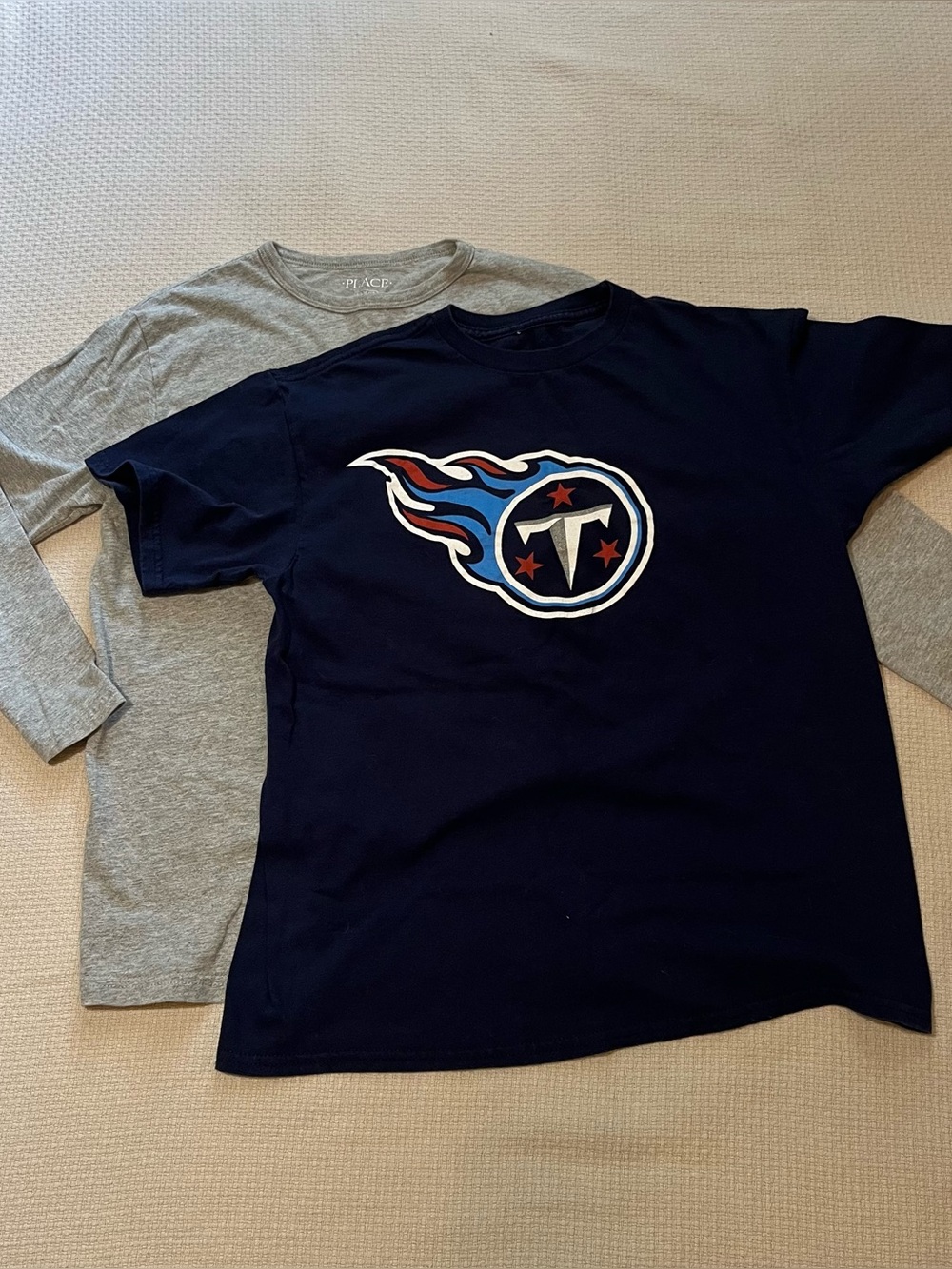 NFL Tennessee Titans T-shirt Kids 10/12 Classic Logo Blue & Bonus Gray Tee EUC